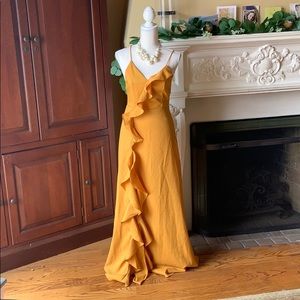 NWOT Sexy Spaghetti Strap Maxi Dress-Golden Yellow
